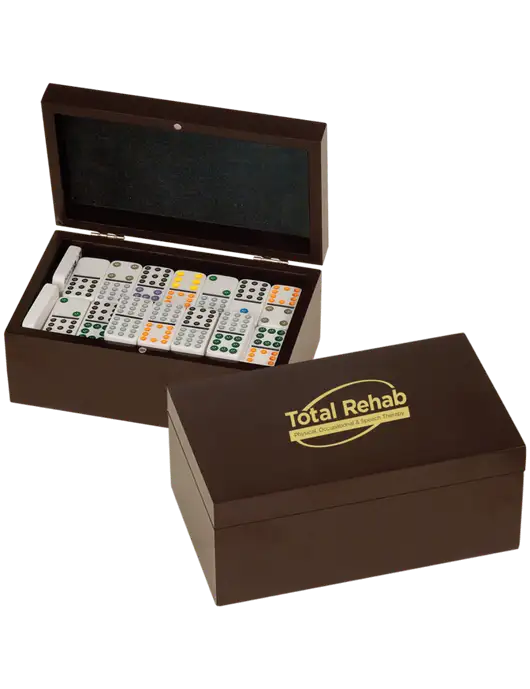 Rosewood Double Twelves 91 Piece Dominos Set w/Total Rehab Logo