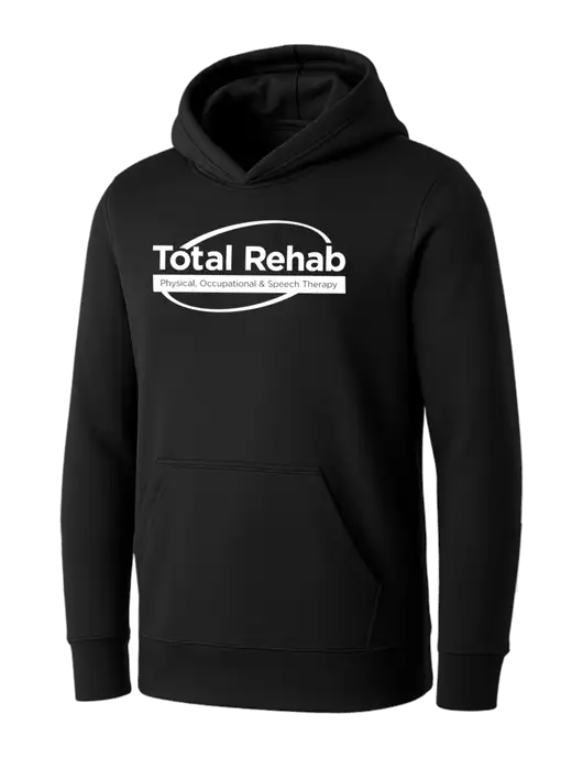Womens Black Core Fleece Pullover Hooded Sweatshirt w/Total Rehab Logo