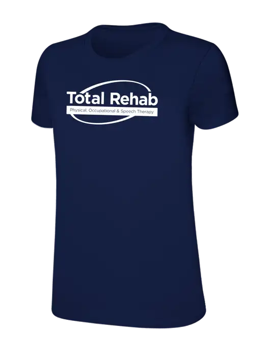 Womens Ring Spun Navy 4.5 oz T-Shirt w/Total Rehab Logo