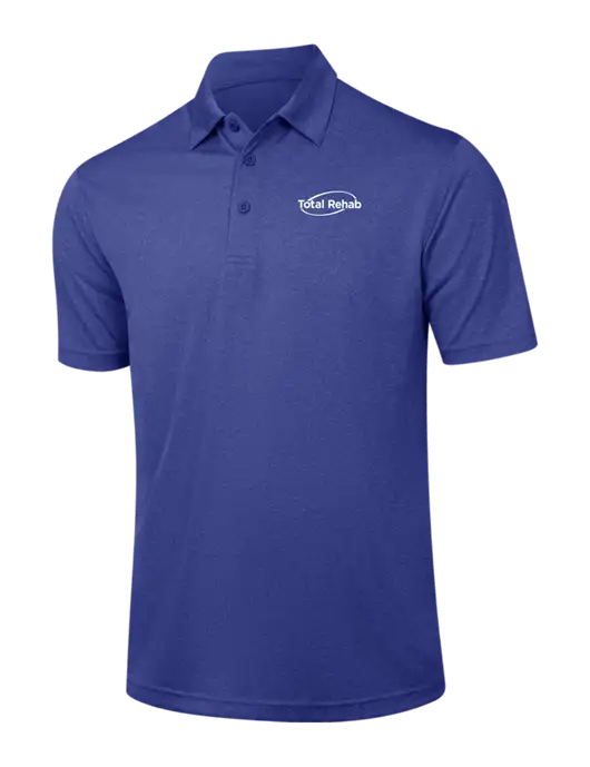Dark Royal Heather Contender Polo w/Total Rehab Logo