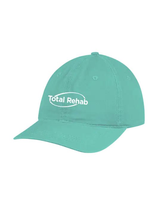 Garment Washed Unstructured Twill Very Light Teal Cap w/Total Rehab Logo