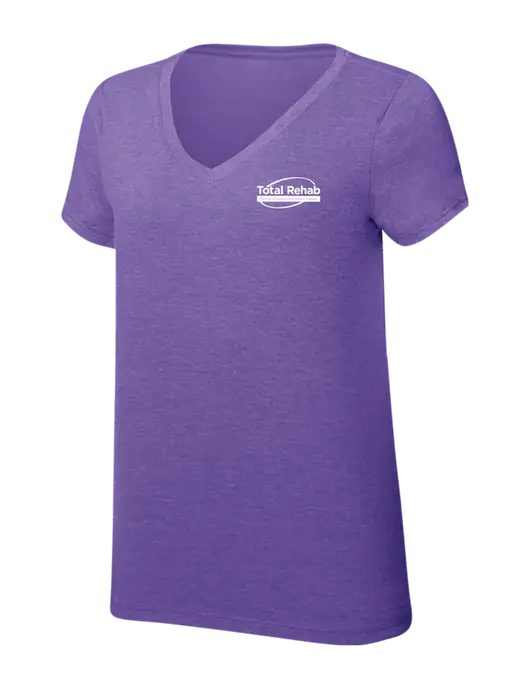 Womens Simply Soft V-Neck Purple Frost 4.5oz  Poly/Combed Ring Spun Cotton T-Shirt w/Total Rehab Logo
