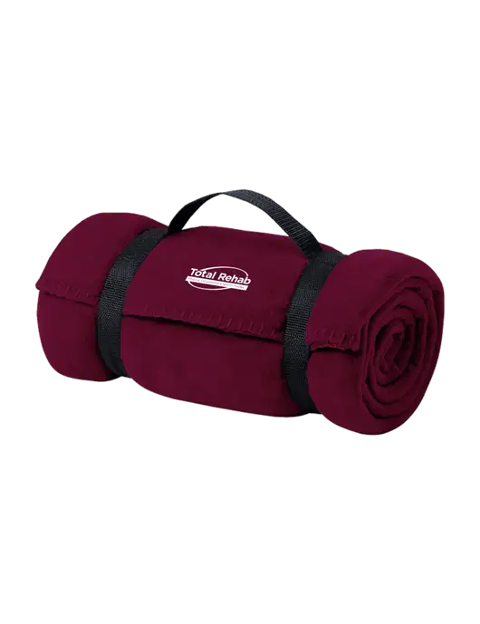 Casual Maroon Fleece Blanket With Strap w/Total Rehab Logo
