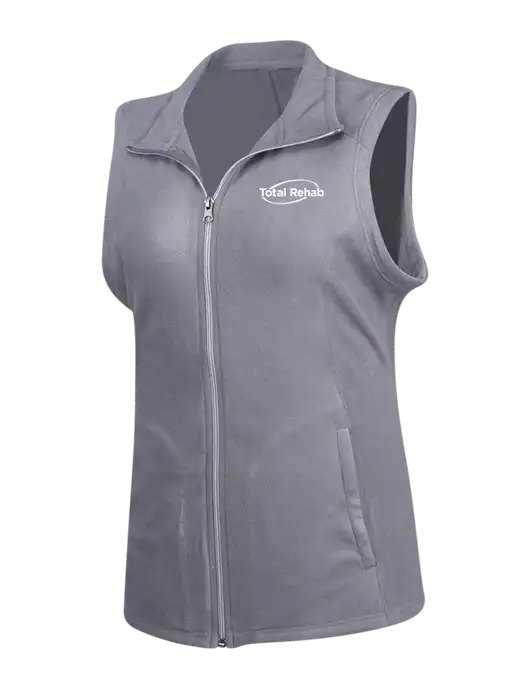 Medium Grey Womens Microfleece Vest w/Total Rehab Logo