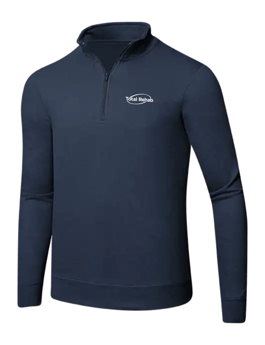 Team Navy 8.5 oz Ring Spun 1/4 Zip Pullover Sweatshirt w/Total Rehab Logo