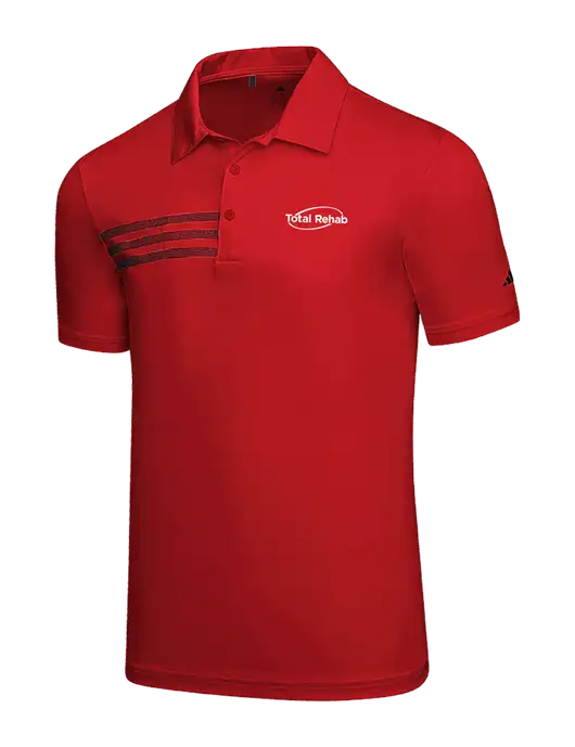 Adidas Red 3 Stripes Chest Polo w/Total Rehab Logo