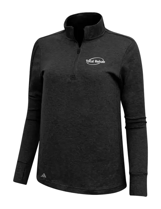 Adidas Black Melange Womens 3 Stripes Quarter Zip Sweater w/Total Rehab Logo