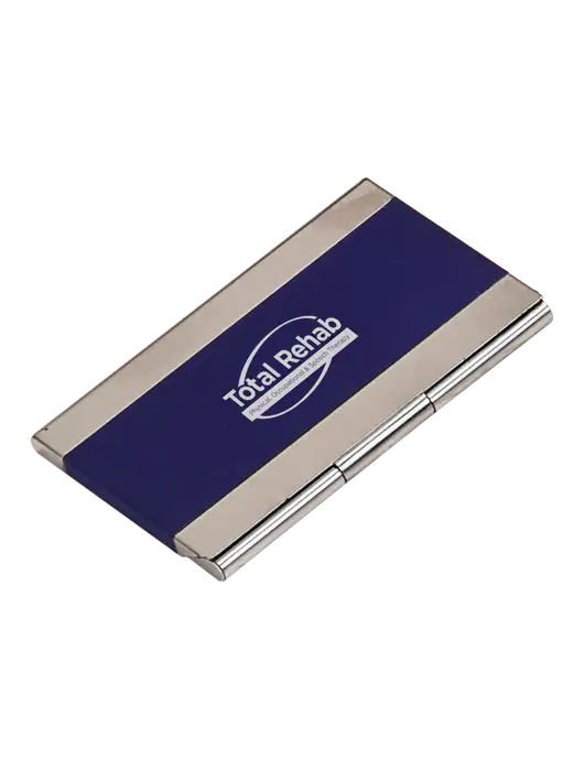 Blue 3.75 x 2.5 Business Card Holder w/Total Rehab Logo