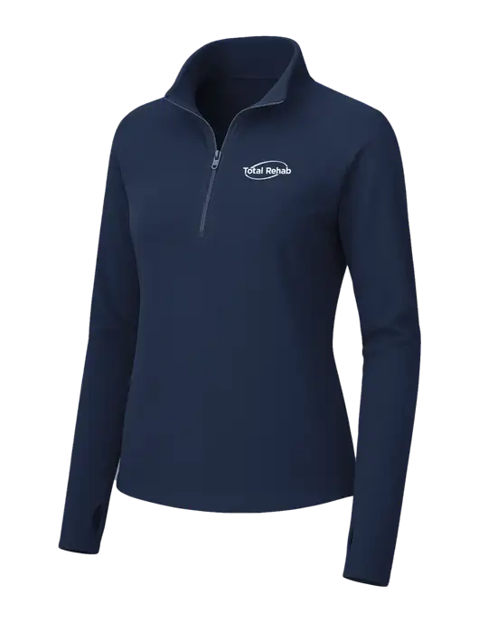 Womens Navy Microfleece 1/2 Zip Pullover w/Total Rehab Logo