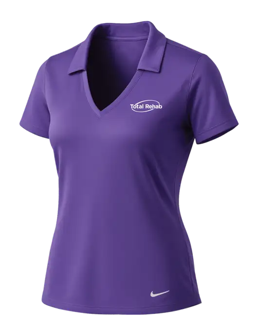 NIKE Purple Womens Dri-Fit Vertical Mesh Polo w/Total Rehab Logo