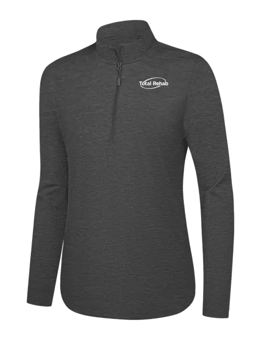  Womens Dark Grey Heather C-FREE Double Knit 1/4-Zip w/Total Rehab Logo