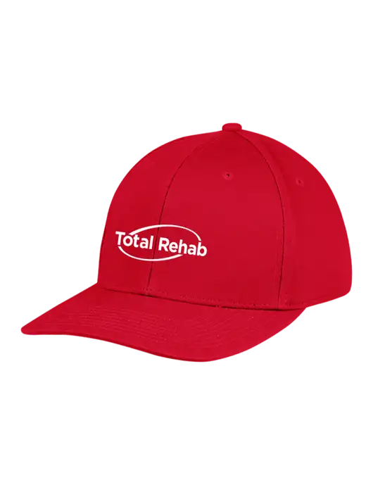 Premium Modern Structured Twill Red Snapback Cap w/Total Rehab Logo