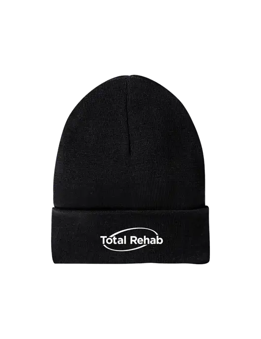 Recycled Black Beanie w/Total Rehab Logo