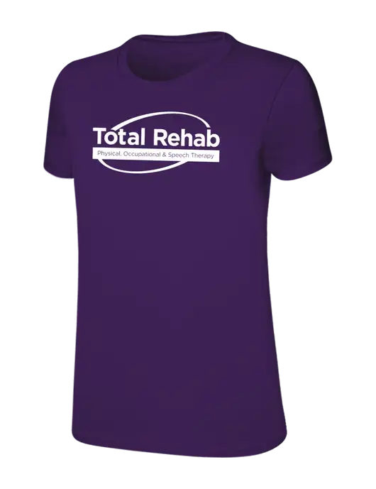 Womens Ring Spun Purple 4.5 oz T-Shirt w/Total Rehab Logo