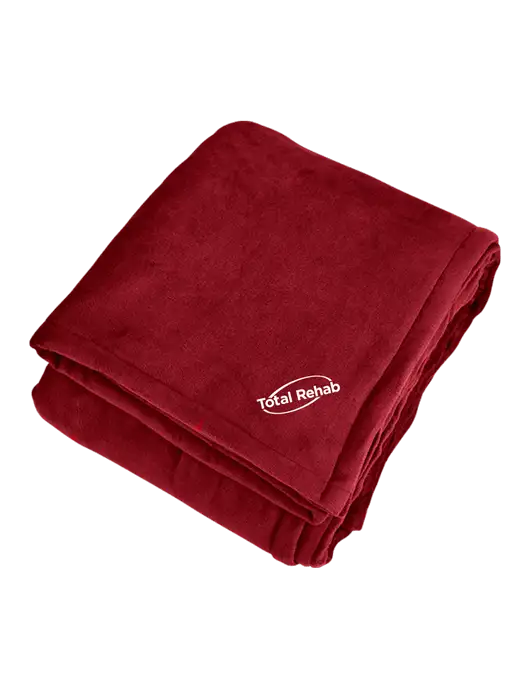 Mountain Lodge Red Rhubarb Blanket w/Total Rehab Logo