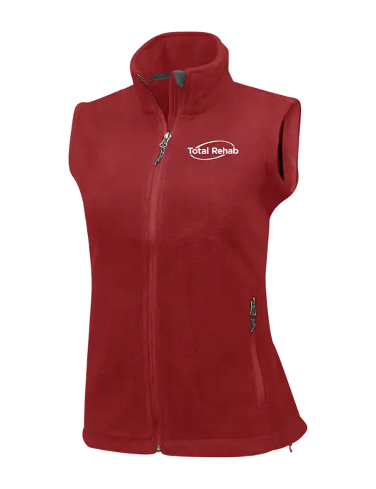 Red Womens Fleece Vest w/Total Rehab Logo