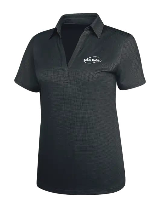 Dark Grey Womens Performance Fine Jacquard Polo w/Total Rehab Logo