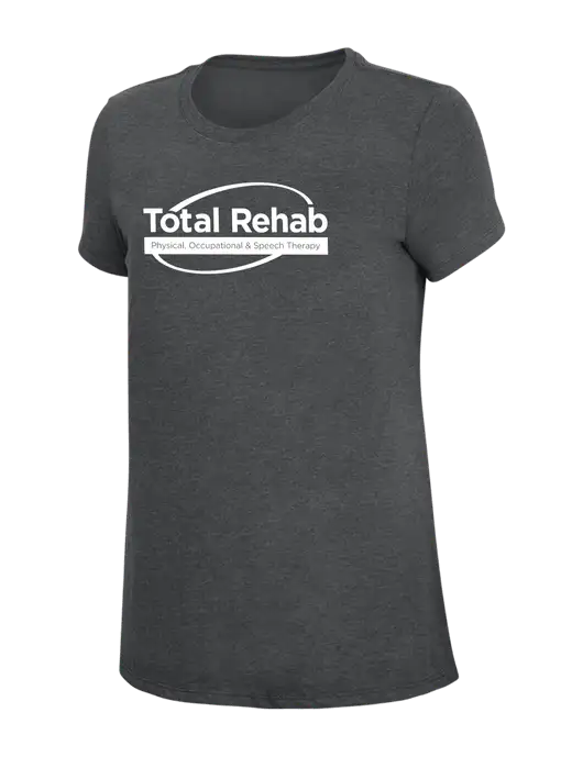 Womens Simply Soft Charcoal 4.5oz Poly/Combed Ring Spun Cotton T-Shirt w/Total Rehab Logo