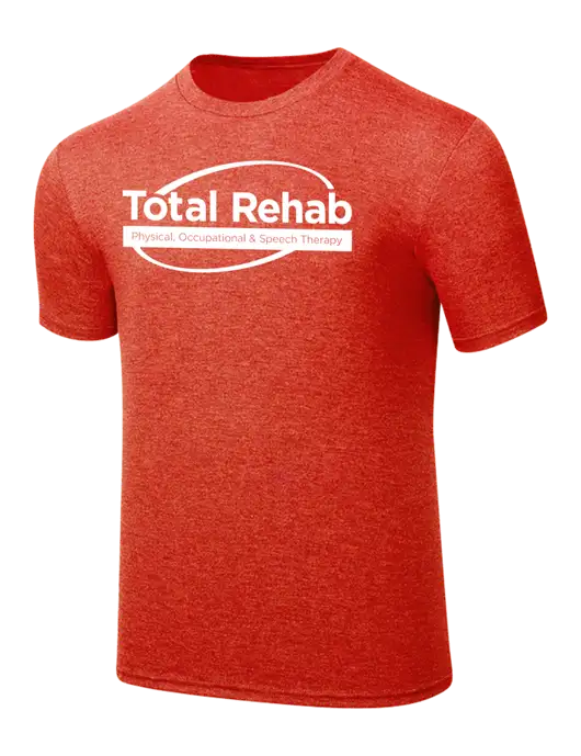 Simply Soft Dark Orange Heathered 4.5oz  Poly/Combed Ring Spun Cotton T-Shirt w/Total Rehab Logo