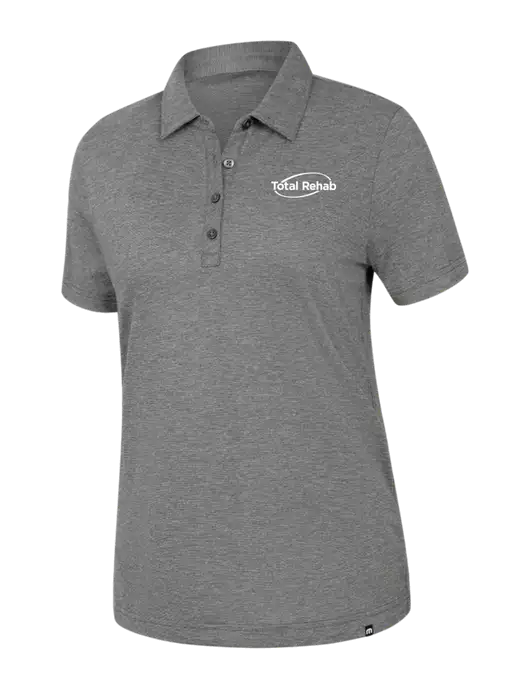 TravisMathew Womens Dark Grey Heather Sunnyvale Polo w/Total Rehab Logo