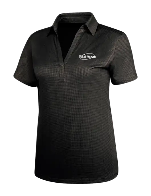 Black Womens Performance Fine Jacquard Polo w/Total Rehab Logo