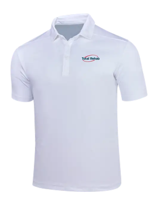 White Posi-UV Pro Polo w/Total Rehab Logo