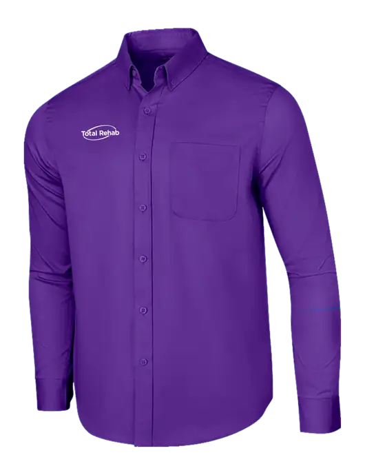 Long Sleeve Purple Superpro React Twill Shirt w/Total Rehab Logo