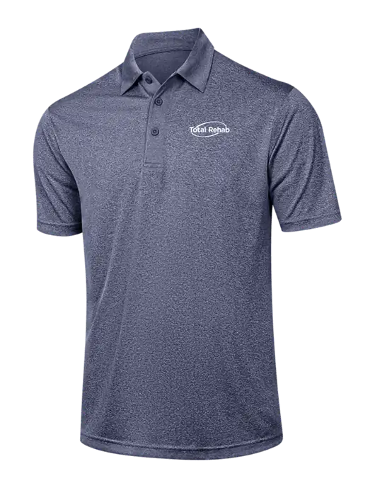 Navy Heather Contender Polo w/Total Rehab Logo