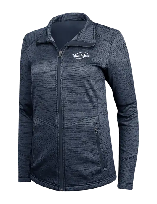 Navy Womens Digi Stripe Fleece Jacket w/Total Rehab Logo