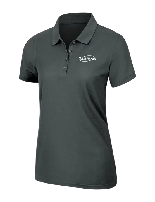 Dark Grey Womens Core Classic Pique Polo w/Total Rehab Logo