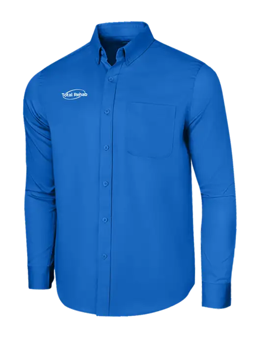 Long Sleeve Royal Blue Superpro React Twill Shirt w/Total Rehab Logo
