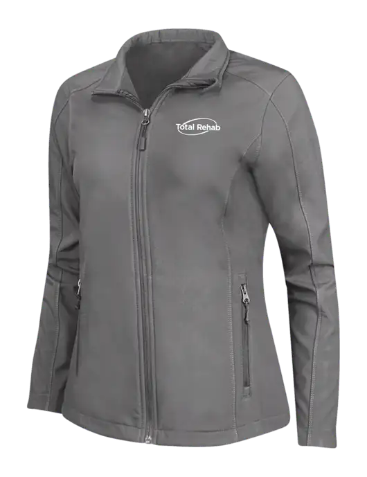 Medium Grey Womens Core Soft Shell Jacket w/Total Rehab Logo