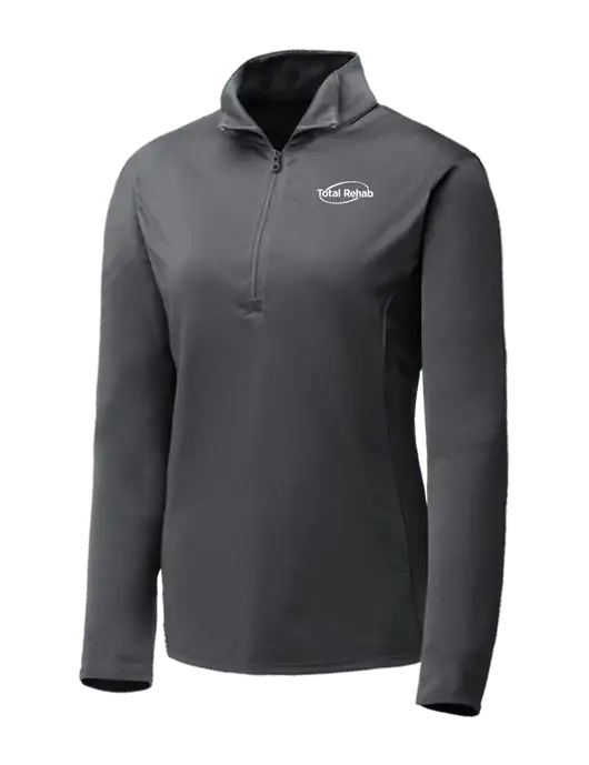 Dark Grey Womens Posicharge Competitor ¼ Zip Pullover w/Total Rehab Logo