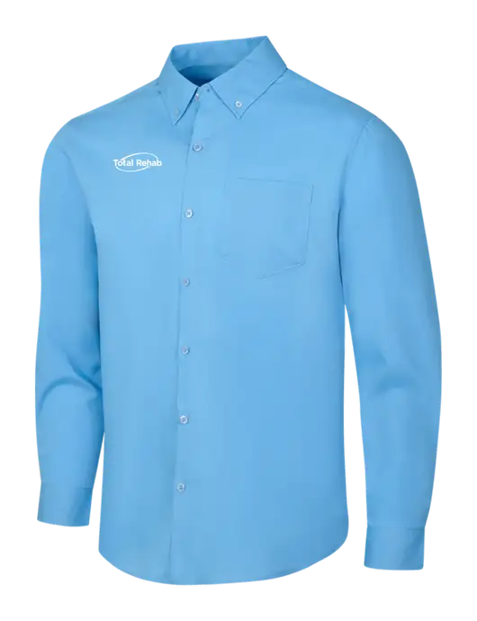 Carolina Blue Long Sleeve Carefree Poplin Shirt w/Total Rehab Logo