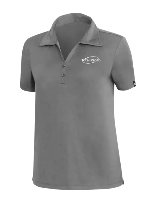 TravisMathew Med Dark Grey Womens Coto Performance Polo w/Total Rehab Logo