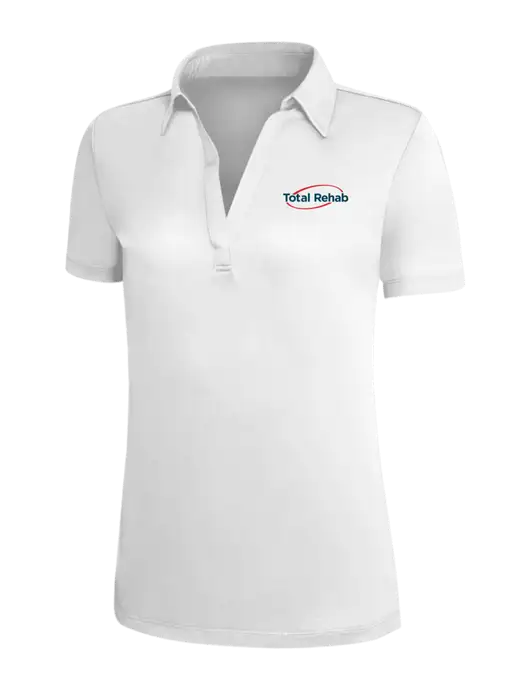 White Silk Touch Womens Performance Polo w/Total Rehab Logo