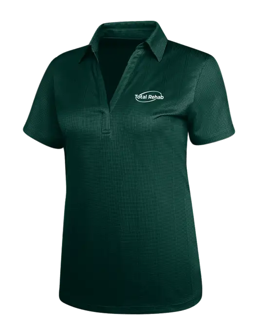 Dark Green Womens Performance Fine Jacquard Polo w/Total Rehab Logo