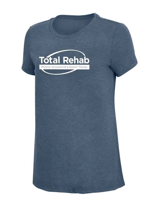 Womens Simply Soft Navy Frost 4.5oz  Poly/Combed Ring Spun Cotton T-Shirt w/Total Rehab Logo