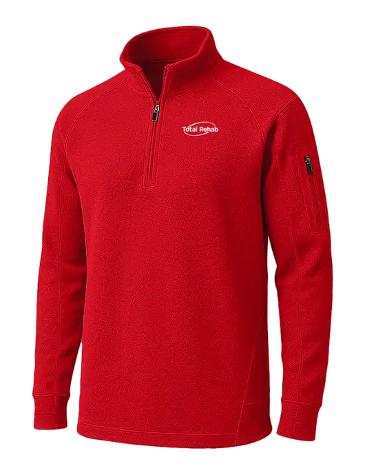 True Red Tech Fleece 1/4 Zip Pullover w/Total Rehab Logo