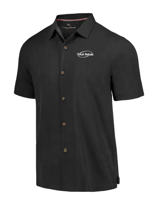 Tommy Bahama Black Tropic Isles Short Sleeve Shirt w/Total Rehab Logo