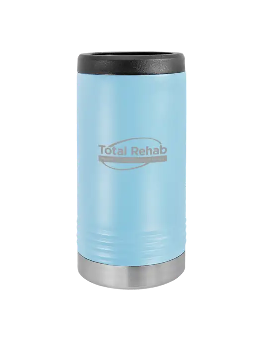 Polar Camel Powder Coated Light Blue Vacuum Insulated Slim Beverage Holder w/Total Rehab Logo