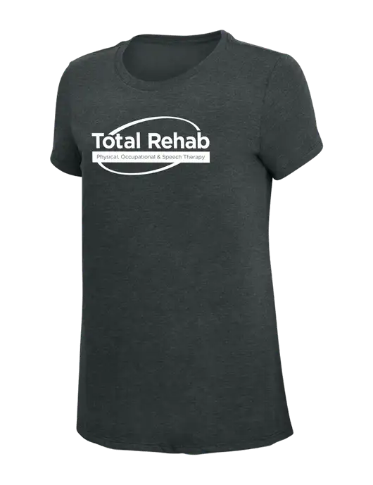 Womens Simply Soft Black Frost 4.5oz Poly/Combed Ring Spun Cotton T-Shirt w/Total Rehab Logo