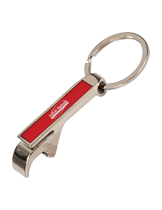 Red Bottle Opener Keychain w/Total Rehab Logo