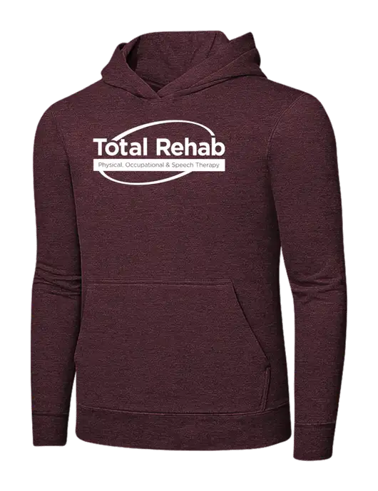 Heather Maroon 7.8 oz Ring Spun Hooded Sweatshirt w/Total Rehab Logo