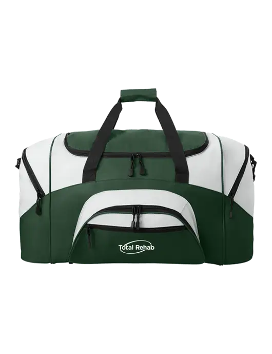 Standard Colorblock Dark Green/Light Grey Sport Duffel w/Total Rehab Logo