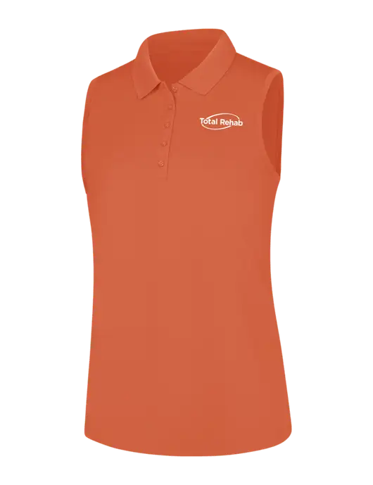 Womens Coral Dry Zone UV Micro-Mesh Sleeveless Polo w/Total Rehab Logo