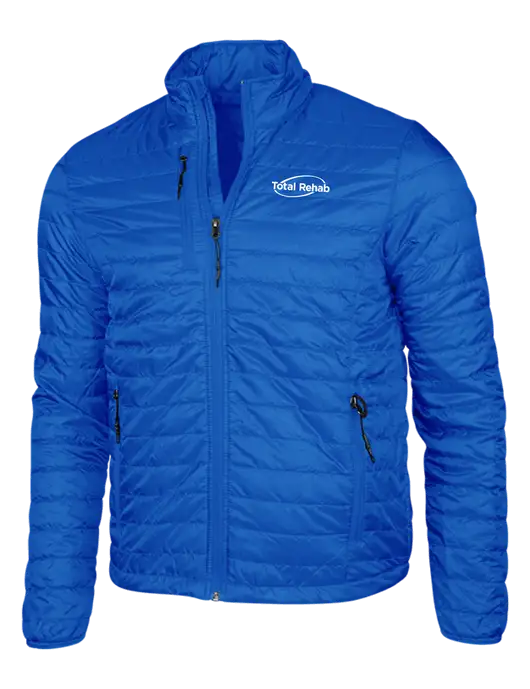 Dark Royal Blue Puffy Packable Jacket w/Total Rehab Logo