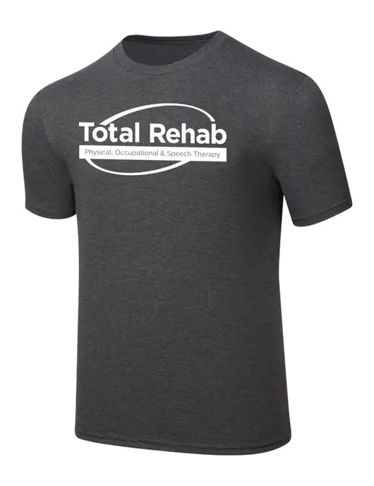 Simply Soft Heathered Charcoal 4.5oz  Poly/Combed Ring Spun Cotton T-Shirt w/Total Rehab Logo