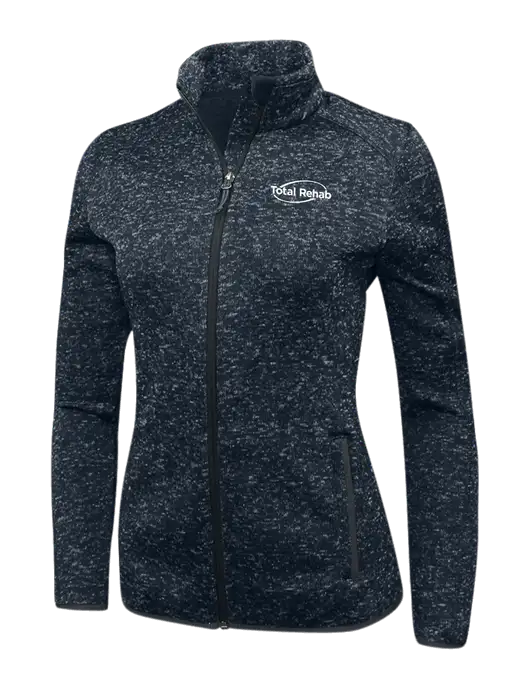 Navy Heather Womens Sweater Fleece Jacket w/Total Rehab Logo