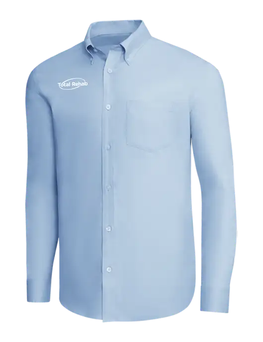 Brooks Brothers Light Blue Wrinkle-Free Stretch Pinpoint Shirt w/Total Rehab Logo